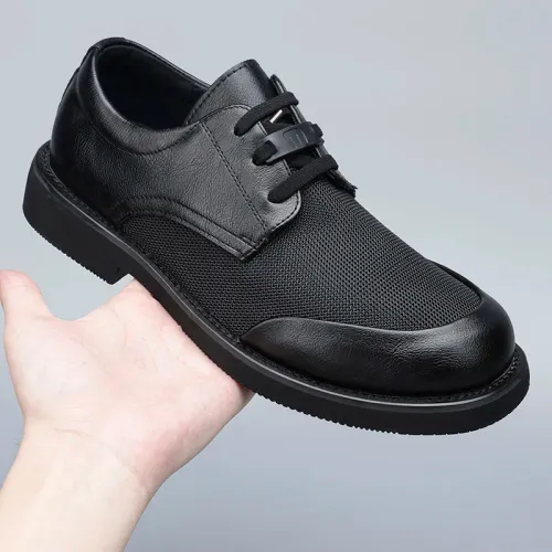 Fashion Men Leather Shoes Lace-Up Soft Formal Dress Shoes Comfortable Man Casual Shoes Men Business Shoes Handmade Work Footwear