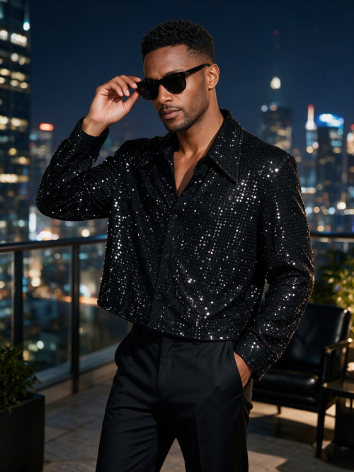 Black sequin suit jacket