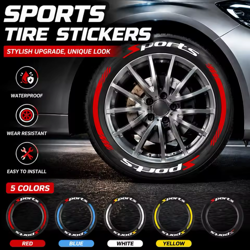 8pcs Car Tire Wheel Stickers Car Tuning Universal 3D Permanent PVC Joined Tire Decor Decals Car Tyre Personalized Stickers（Can be used to decorate all four wheels)