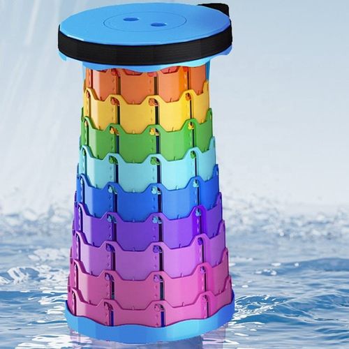 1PC Rainbow Folding Stool Adjustable Height PP Material Portable Collapsible Compact for Camping Fishing Outdoor Activities