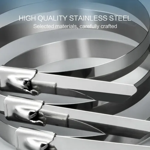 100pcs 304 Stainless Steel Cable Ties Heavy Duty Metal Zip Ties Self Locking Marine Grade High Tensile Strength Exhaust Wrap Straps for Outdoor Auto Wire Fence Pipe Shield