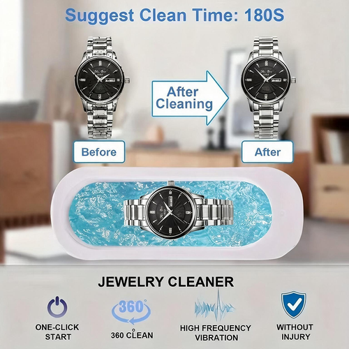 Portable Ultrasonic Cleaner—a compact device for cleaning eyeglasses, using high-frequency vibration to clean jewelry, glasses, dental aligners, and more.