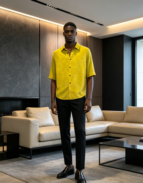 Silky Satin Yellow Short Sleeve Shirt