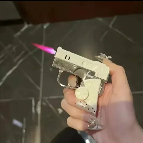 Portable Windproof Inflatable Lighter Gyroscope Decompression Jet Flame Deformation Gun Butane Lighter Men Toy