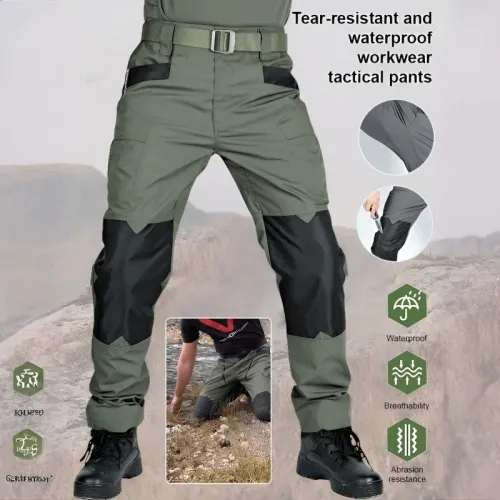 Men's Tactical Pants Outdoor Multi-functional Training Pants with Pockets Waterproof Quick-drying Cargo Pants