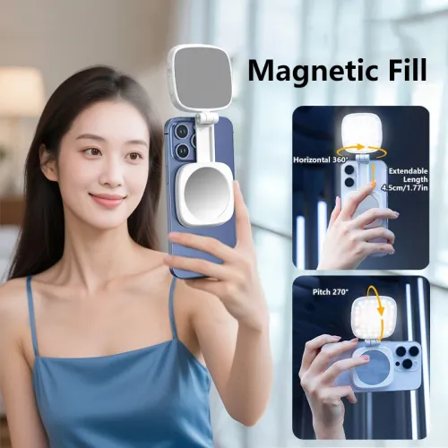 Magnetic Fill Light Portable And Foldable Selfie Phone Live Photography Mini Makeup Mirror Beauty Light Three Gear Adjustment