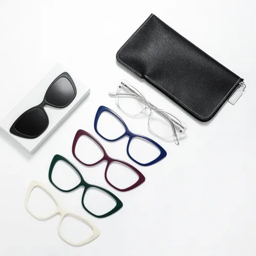 6 in 1 Magnetic Multi Color TR90 Glasses Frame Ultralight Clip On Polarzied Sunglasses