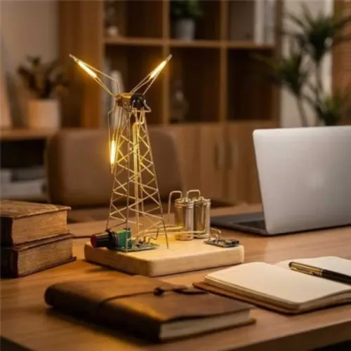 DIY Craft Kits Mechanical Art Nightlight for Adults Anti Glare Windmill Rotating Desk Lamp for Bedside Dorm Room Women Gift