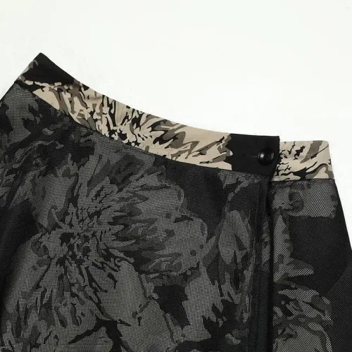 Printed A-Line Midi Skirt One-Piece Tulle Skirt Women's Summer 2025 New High Waist Wide Hem Draping Gauze Skirt