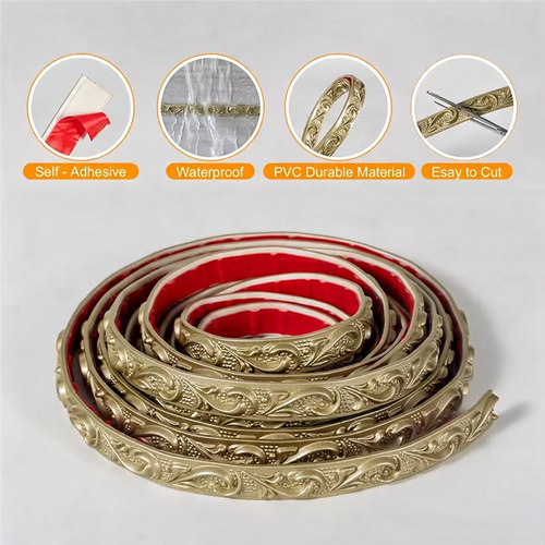2.5 × 200 cm Decorative Molding — Self-adhesive wall trim with 3D patterns, suitable for mirrors, photo frames, and furniture.