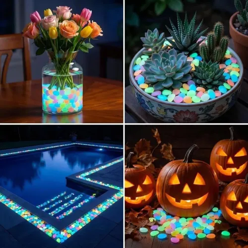 200pcs Colorful luminous garden stone