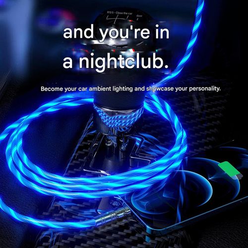 ⚡ 120W Fast Charging, 540° Rotating Flowing Light USB Type-C Charging & Data Cable