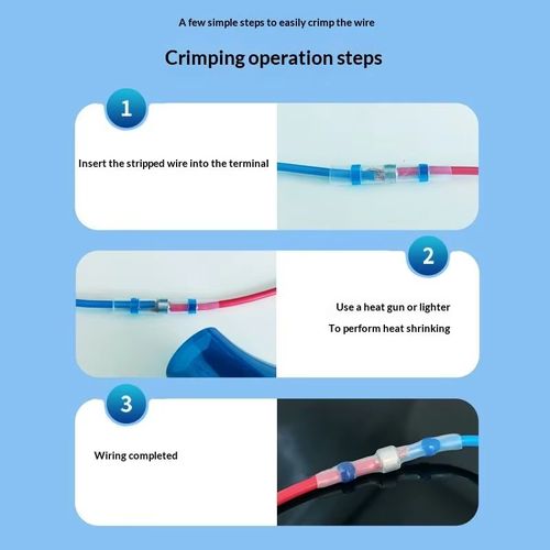 Heat-shrink solder connectors (pack of 50 or 100) – waterproof solder seal, heat-shrink butt connectors.