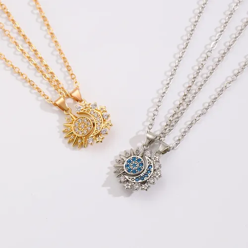 Stainless Steel Magnetic Sun Moon Couple Necklace Fashion Chain for Men and Women Good Friend Gifts Trend Jewelry