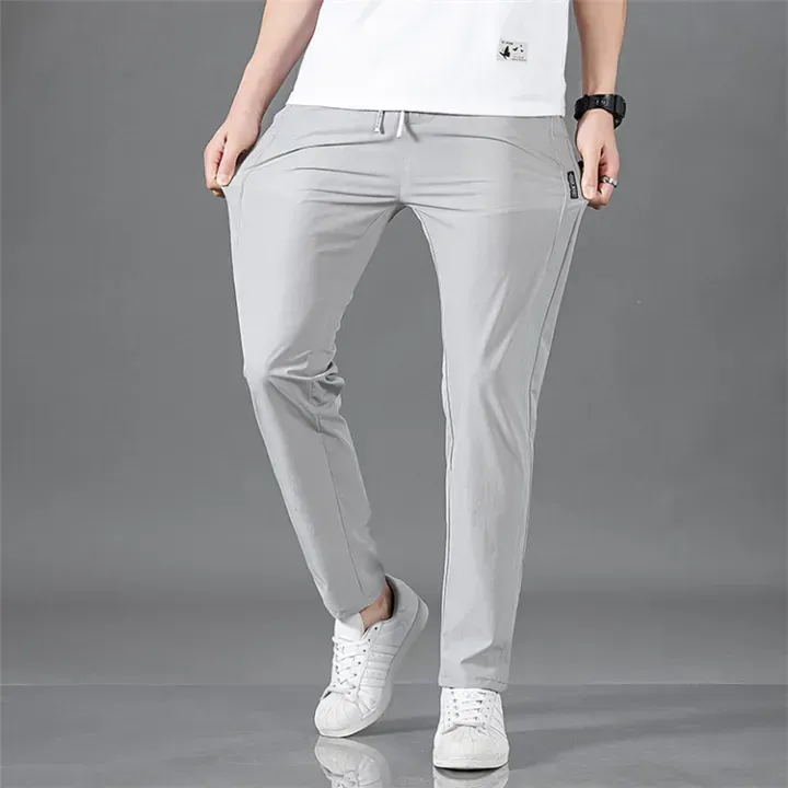 Ice silk pants men's summer ultra-thin mesh quick drying sports casual pants loose plus fat plus size air conditioning pants