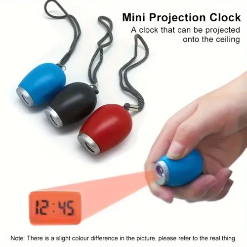 1pc LED Mini Portable Projection Digital Display Oval Plastic Alarm Clock Clock Keychain
