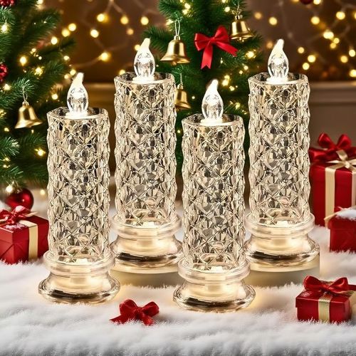4 PCS LED Crystal Candle Lights - Battery Operated