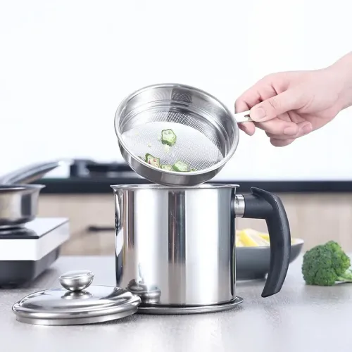 1.3L Kitchen Cooking Tools Oil Filter Storage Tank Grease Filter Pot Oil Filter Container Restaurant Kitchen Tray Oil Pot