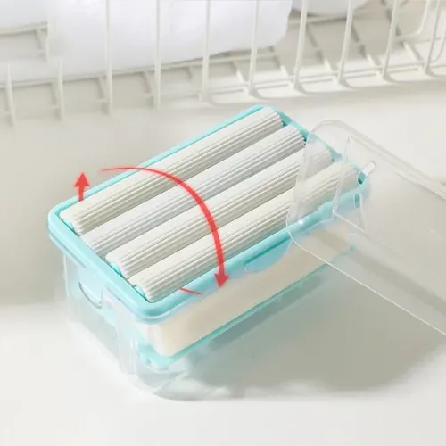 5PC Roller Soap Mover Cylindrical Bathroom Soap Tray Rack Soap Box Plastic Storage Container with Drainage Bathroom Accessories Soap