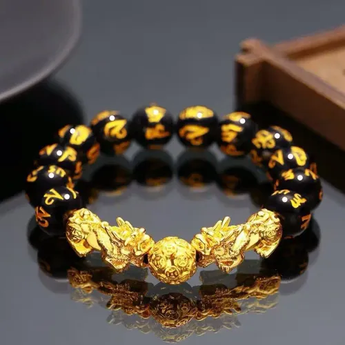 Premium 3D Obsidian Pixiu Bracelet — Attracts Wealth and Turns Fortune