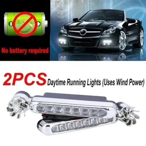 2PCS Wind Powered Car LED DayTime Running Light Auxiliary Lighting Rotation Fan Lamp Automobile Day Time Headlight led lights