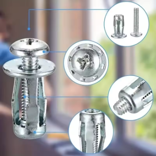 60pcs Galvanized Carbon Steel Expansion Nuts, Petal Lock Nuts, Cross Rivet Type