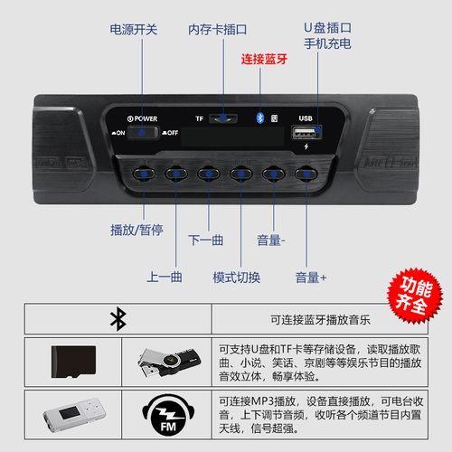Car Audio System with Wireless Bluetooth, USB Drive, and Memory Card Support