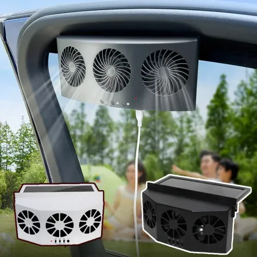 Universal Solar Power Energy Three Fans Electric Car Vehicle Window Cooling Mounted Exhaust Car Fans