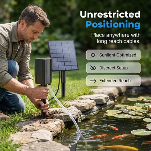 Solar-Powered Pond Aerator—solar-driven, no wiring required. It boosts oxygen levels for fish and aquatic plants, purifies the water, and brings your pond to life!