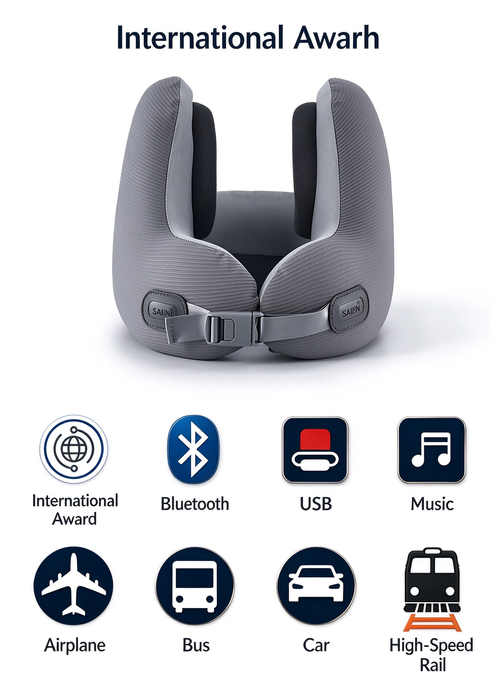 Black Friday Sale - Hot selling Bluetooth Music U-shaped Neck Pillow with Memory Cotton Noise Reduction Pillow
