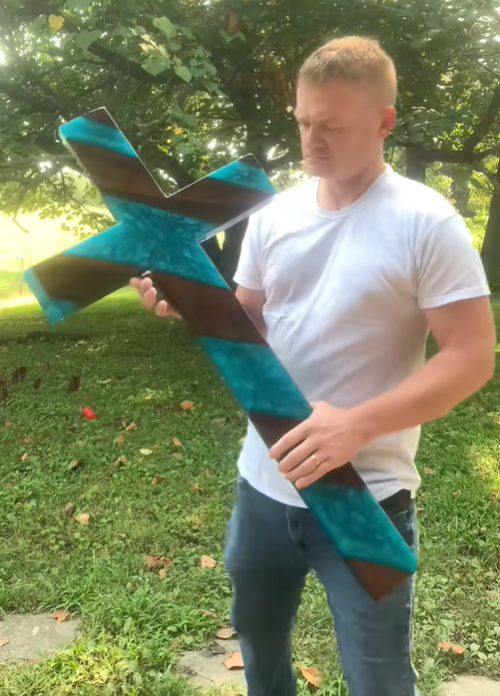 Handmade Epoxy Resin Wooden Cross Wall Decor