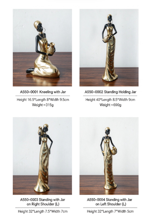 Elegant Vintage-Style Resin Sculpture of an African Woman