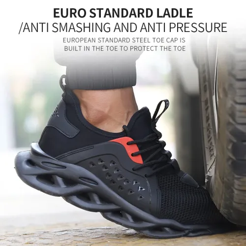 Steel Toe Sneakers Men Work Shoes Safety Shoes Lightweight Breathable Sneakers Anti-Puncture Anti-smash Lace Up Wear-resisting