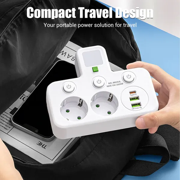 📢📢50% OFF!! ⏰Smart power strip with USB ports Jack*2   USB port*2   Type-C*1