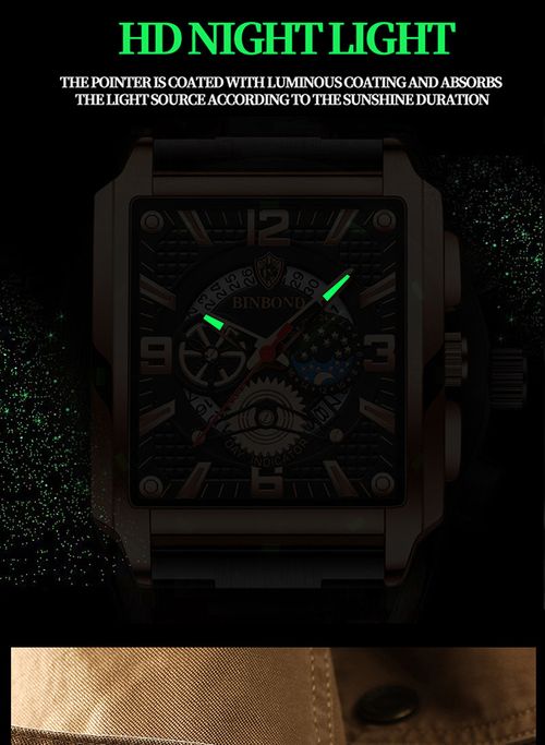 Binbang Men's Retro Square Multifunctional Watch – Cross-Border Bestseller (Date Display, Waterproof, Luminous)