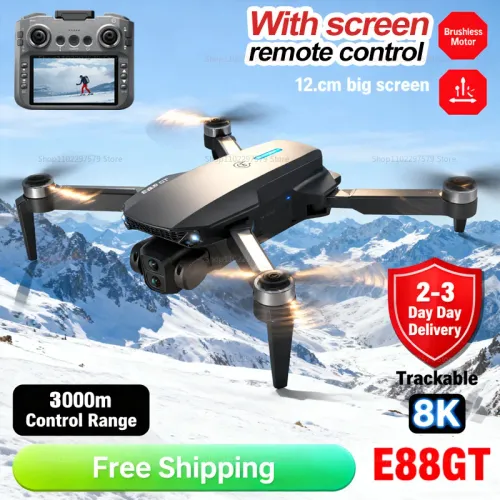 12.5cm large screen WIFI FPV drone, equipped with 8K high-definition camera, foldable quadcopter, aerial photography, live streaming, gift travel