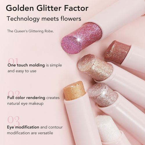 Shimmer Pearl Eyeshadow Stick Jelly Texture Glitter Metallic Flash Eye Pencil Highlighter for Inner Corner Under Eye