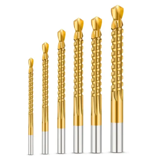 6Pcs HSS Twist Drill Bits Set 3-8mm Serrated Grooving Cutting Tap Spiral Saw Wood Metal Plastic Hole Saw Titanium Drill Tools