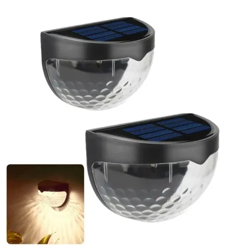 2 pcs LED Solar Fence Lights Outdoor Waterproof Wall Lights Corrugated Lights for Fence