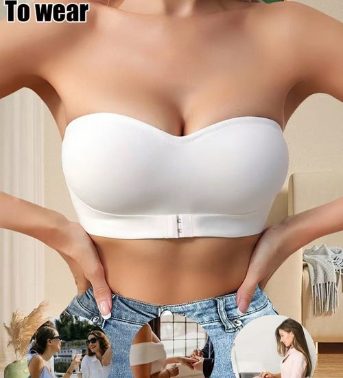 Women's Strapless  Seamless Front Button Bra Comfortable Smooth Underwear