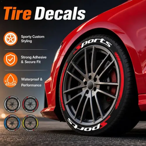 8pcs Car Tire Wheel Stickers Car Tuning Universal 3D Permanent PVC Joined Tire Decor Decals Car Tyre Personalized Stickers（Can be used to decorate all four wheels)