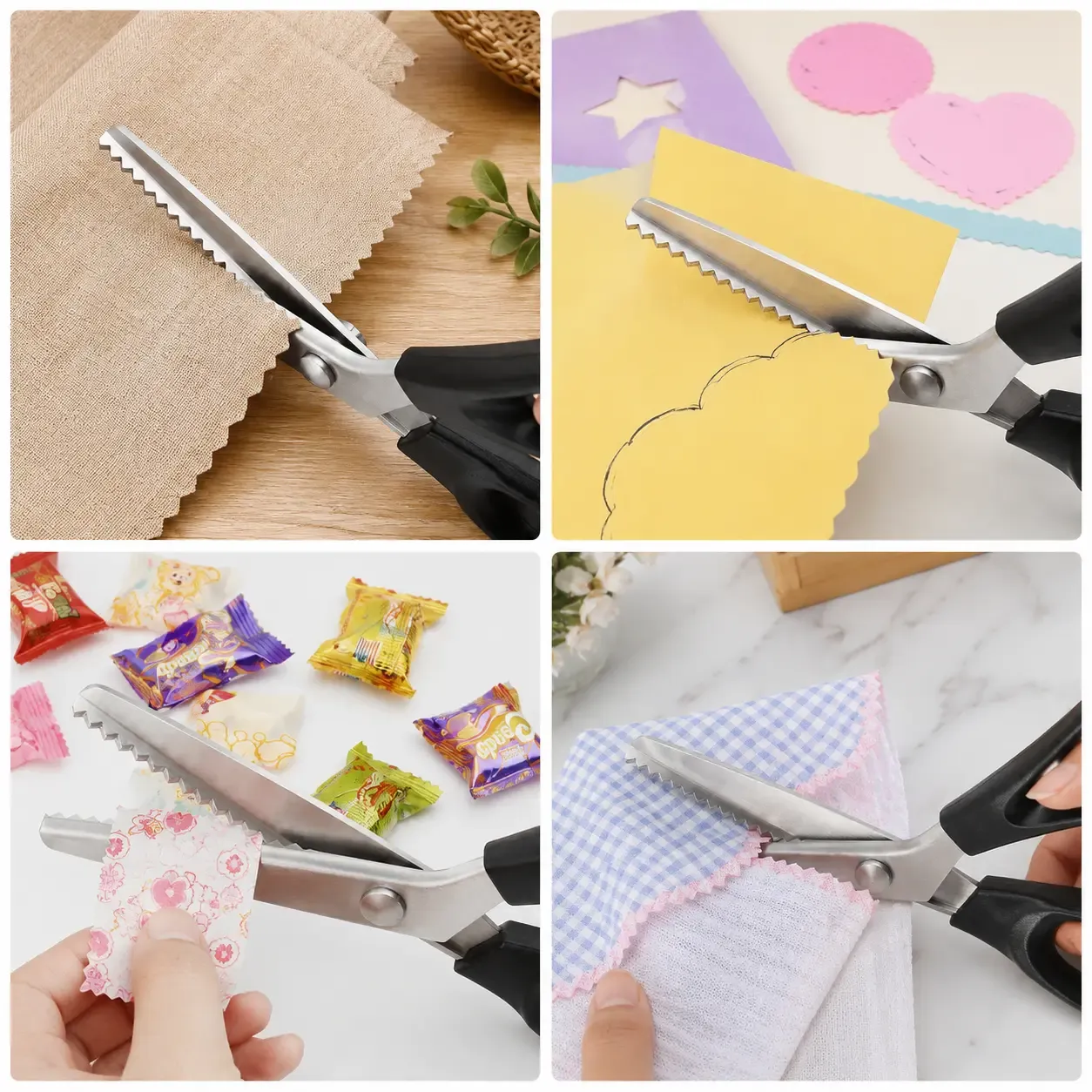2PCS Stainless Steel Zig Zag Pinking Shears with Serrated Teeth - Durable, Sharp Sewing Tool for DIY Crafts, Dressmaking - Textiles & Sewing Supplies Accessory
