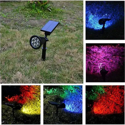 7-LED Outdoor RGB Solar Waterproof Spotlight — Garden Landscape Light (Suitable for Walls, Pathways, Trees, and Lawns)