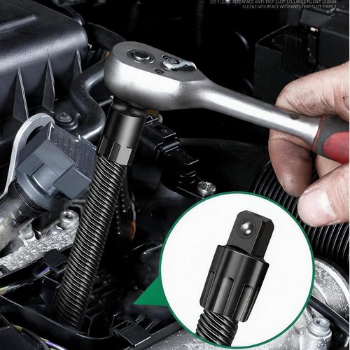 3pcs 250mm Flexible Socket Extension Ratchet Drive Socket Extension Bar Bendable Elastic Joint Head Post Connecting Link