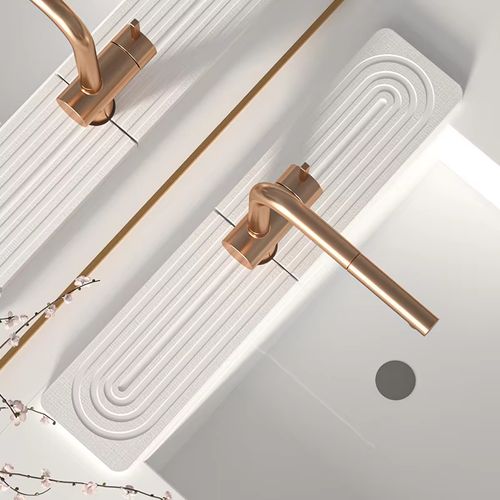 Kitchen Bathroom Sink Faucet Mats Diatomaceous Earth Quick Dry Stone Sink Tray Super Absorbent Prevents Moisture Buildup Faucet Splash Guard