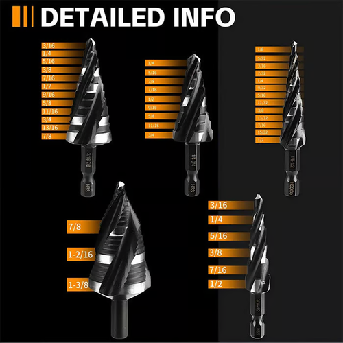 5-Piece HSS Step Drill Bit Set for Metal