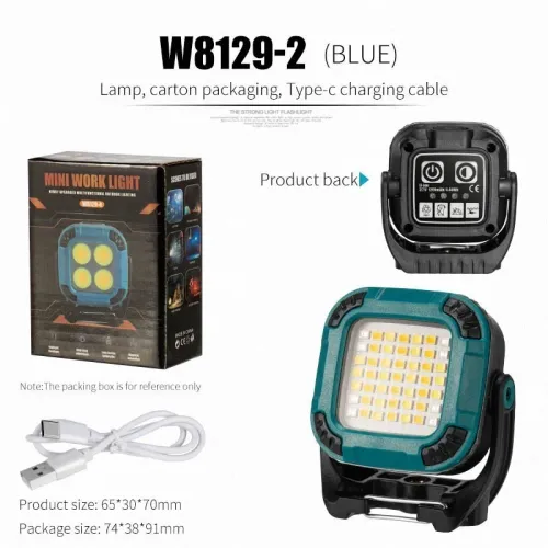 Portable LED Spotlight Lantern Strong Light Flashlight Outdoor Camping Fishing Emergency Rechargeable Magnetic Work Lamp
