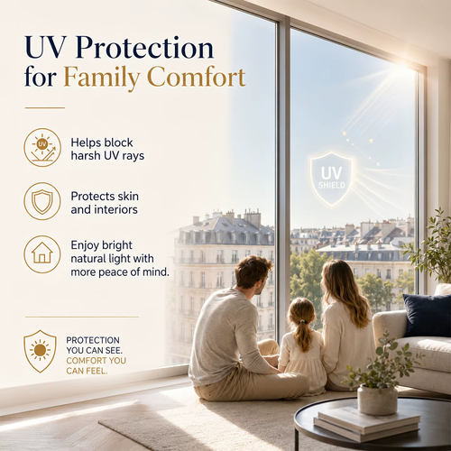 5pcs No Glue Static Cling Window Heat Insulation Film Sun Blocking Cooling Privacy Glass Sticker for Living Room Bedroom Balcony