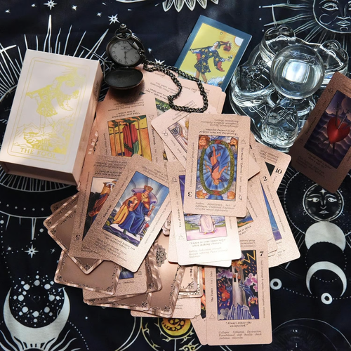 Witchy Cauldron Rose Gold Tarot Cards with Guide Book