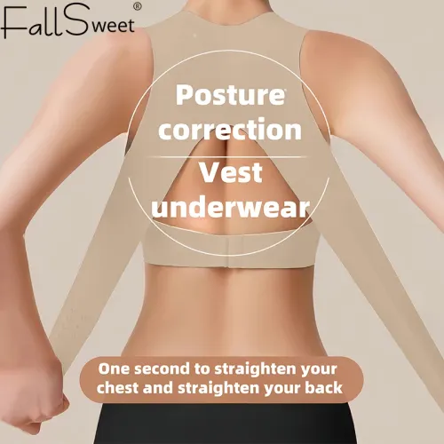 Wireless Posture Correction Bra for Women Seamless Push Up Bralette with Cross Back Support for Daily Shaping Lingerie